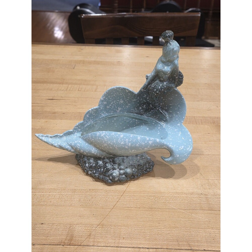 Vintage Hull Pottery Ebb Tide E-3 Mermaid Conch Shell Planter